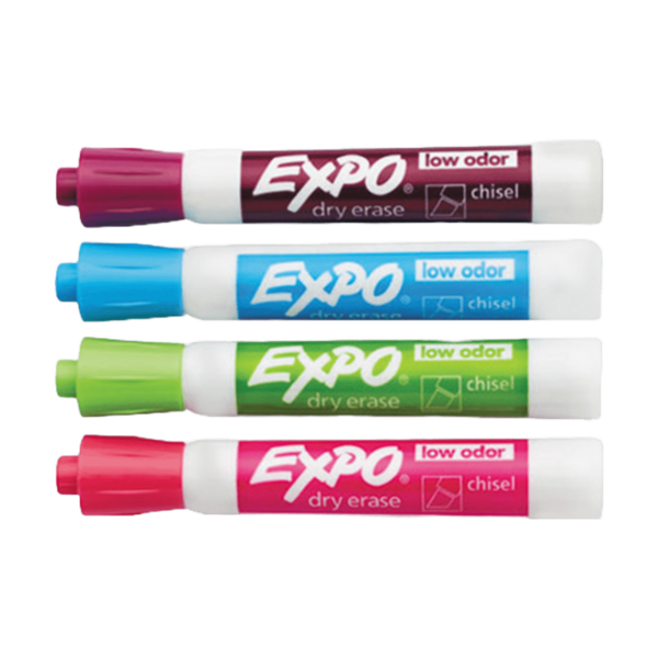 Chisel Tip Assorted Whiteboard Markers 4 Pack